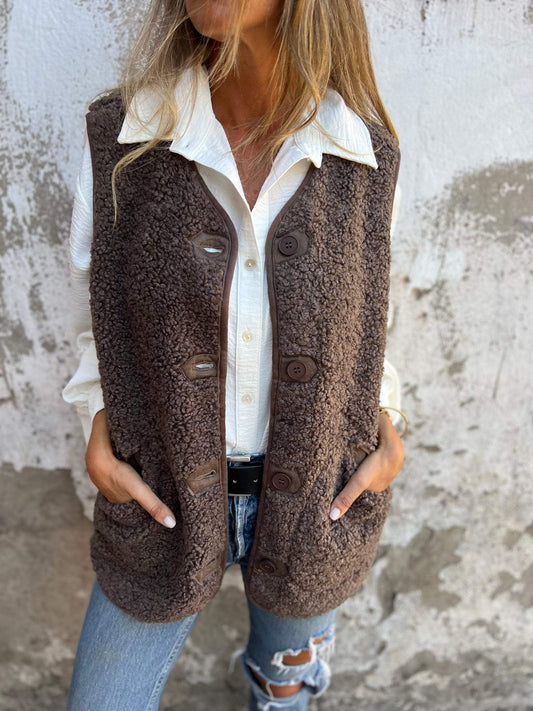 Vyera™ | Kort warm damesvest met knopen