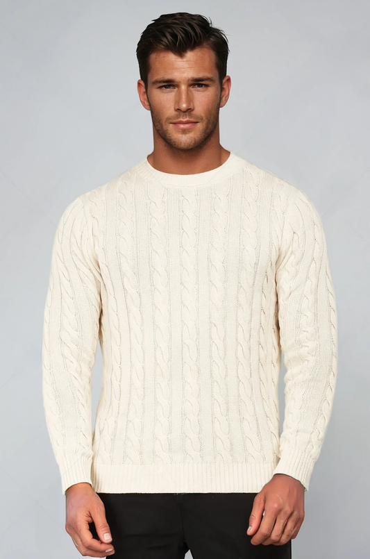 STRIKKET SWEATER MED RUNDHALS